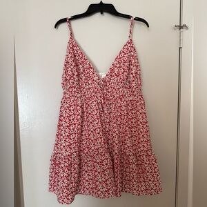 Aeropostale Red and White Floral Dress XL